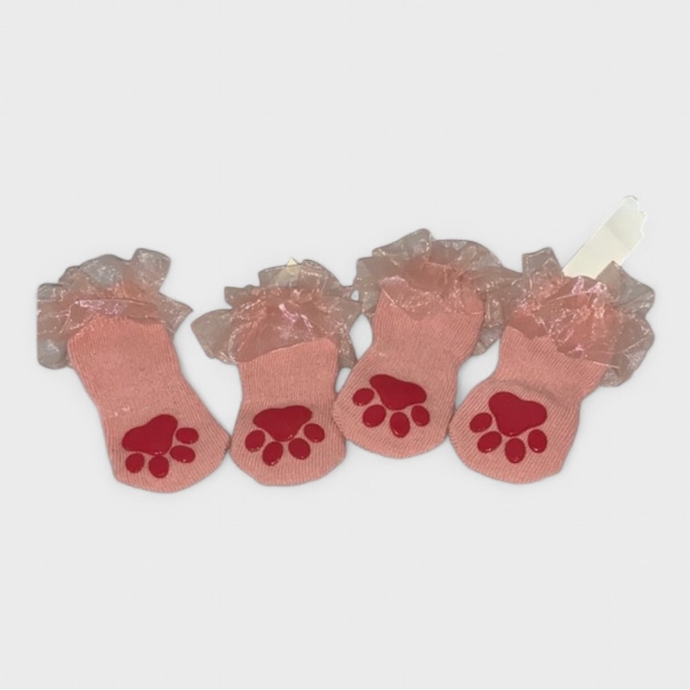 Chic Pink Dog Socks with Paw Print